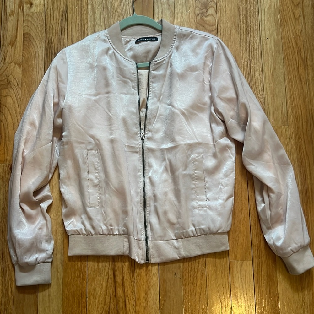 Brandy Melville Pale Pink Lightweight Bomber Style Jacket